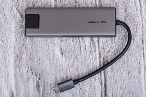 USB концентратор CABLETIME HB03G (CT-HBP3-AG9) 9-в-1 USB-C HUB с 4K60Гц HDMI, Ethernet, Audio Jack и зарядкой  - Gray фото 7