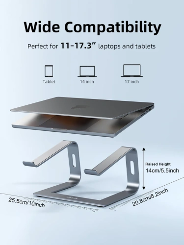 Эргономичная подставка CABLETIME CSE1G (CT-LS06-AGE) устойчивая для ноутбука - Space Grey фото 7