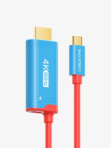 Кабель CABLETIME CC16L (CT-CMHD4P-PB2) синий, 4K60Hz USB C - HDMI/USB C Кабель CABLETIME CC16L (CT-CMHD4P-PB2) синий, 4K60Hz USB C - HDMI/USB C
