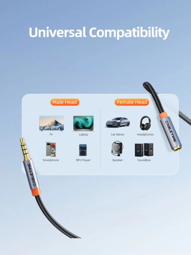 Удлинительный аудиокабель CABLETIME CF19J (CT-AE35M-AG1.5) 1,5 м, стерео 3,5 мм - Black Braided фото 8