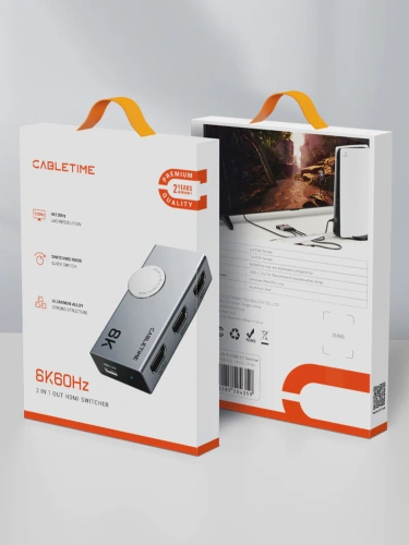 Переключатель CABLETIME CP34G (CT-HS8K2-AG) 2-в-1, 8K60Hz, HDMI 2.1, космический серый фото 9
