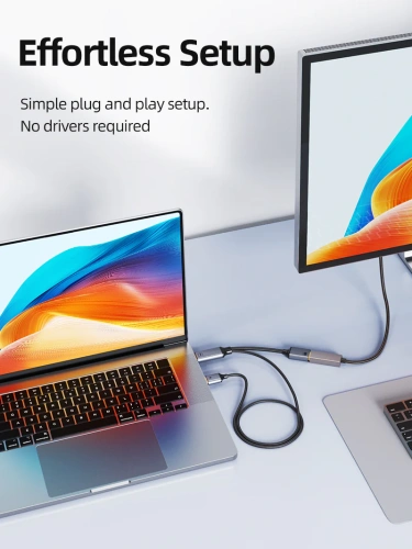 Кабель CABLETIME CP51B (CT-HMDF4K-AG) HDMI-DISPLAYPORT с USB-C фото 3 Кабель CABLETIME CP51B (CT-HMDF4K-AG) HDMI-DISPLAYPORT с USB-C фото 3