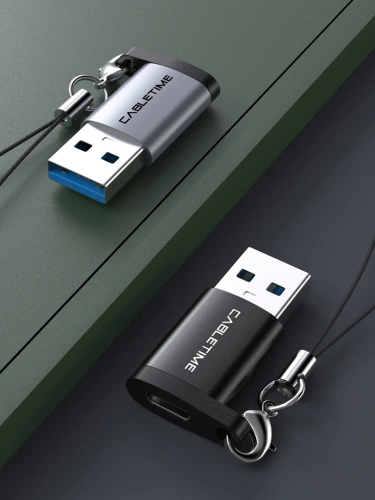 Адаптер CABLETIME CP73B (CT-OTG-AMCF-ABL) USB3.0 A Male to USB -C Female OTG С петлей для шнурка. Алюминий фото 2 Адаптер CABLETIME CP73B (CT-OTG-AMCF-ABL) USB3.0 A Male to USB -C Female OTG С петлей для шнурка. Алюминий фото 2