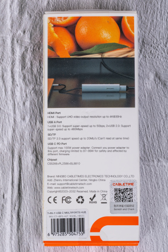 USB концентратор CABLETIME HB02G (CT-HBP2-AG7) ECO 7-в-1, 4K@30Hz, 5Gbps, USB-C HUB - Gray фото 13