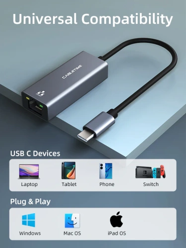USB-Хаб CABLETIME CB51G (CT-CML1000-AG) Thunderbolt 3 USB C - RJ45 Ethernet фото 6 USB-Хаб CABLETIME CB51G (CT-CML1000-AG) Thunderbolt 3 USB C - RJ45 Ethernet фото 6