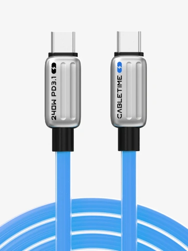 Кабель USB-C CABLETIME CU05H (CT-CM240-ZSB1) blue PD240W 240 Вт 1 м для iPhone 15 Pro Max Кабель USB-C CABLETIME CU05H (CT-CM240-ZSB1) blue PD240W 240 Вт 1 м для iPhone 15 Pro Max