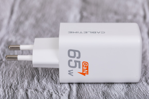 Зарядное устройство CABLETIME GA65W (CT-GAN65-PW) GaN PD3.0 2C1A 65 Вт, белый фото 3