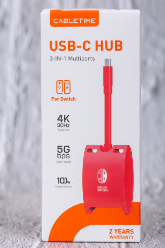 Док-станция Switch CB40R (CT-SHUB31-PR) для Nintendo Switch OLED 3 в 1 USB C HUB Red фото 9