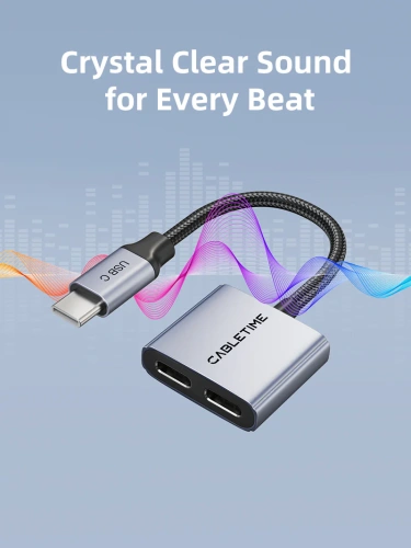 Адаптер CABLETIME CPA2G (CT-CMCC-AG) USB C на USB C Audio+USB C PD 60 Вт фото 4