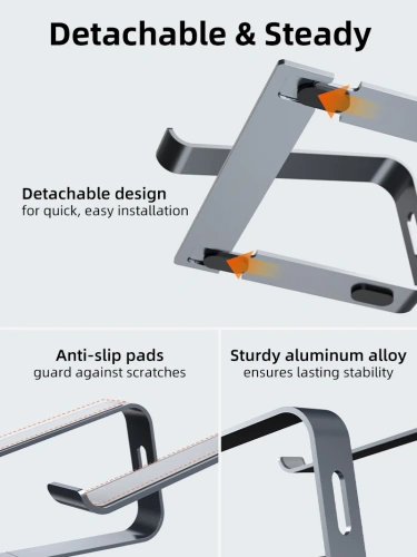 Эргономичная подставка CABLETIME CSE1G (CT-LS06-AGE) устойчивая для ноутбука - Space Grey фото 6