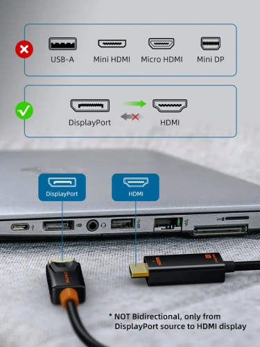 Кабель CABLETIME CD33H (CT-AV585-02G-B1) Cabletime Displayport - HDMI HDTV 1.2v DP - HDMI аудио-видео FULL HD 1080P, черный фото 5