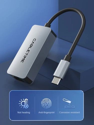 USB-Хаб CABLETIME CB57G (CT-CML2500-AG) – USB 3.0 Type-C, 2.5G RJ45 для ноутбуков фото 6