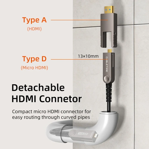 Съемный активный оптоволоконный кабель CABLETIME (CT-AHDD4K-B20) HDMI 2.0 4K, 60 Гц — AOC 18 Гбит/с для домашнего кинотеатра, PS5, проекторов фото 7