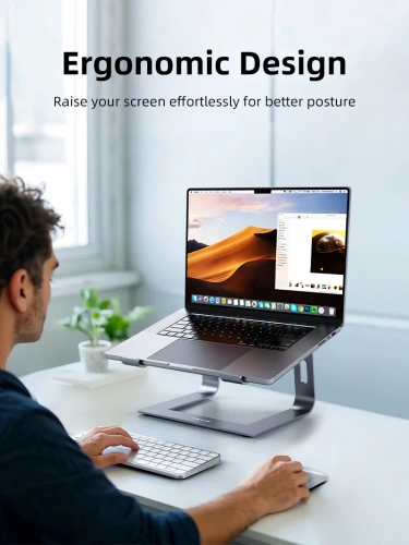 Эргономичная подставка CABLETIME CSE1G (CT-LS06-AGE) устойчивая для ноутбука - Space Grey фото 2