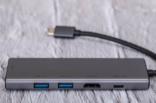 USB концентратор CABLETIME HB03G (CT-HBP3-AG9) 9-в-1 USB-C HUB с 4K60Гц HDMI, Ethernet, Audio Jack и зарядкой  - Gray фото 6