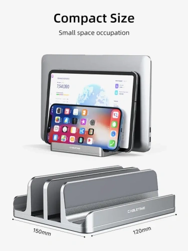 Вертикальная подставка CABLETIME CS14S (CT-VLP02-AS) для ноутбука, серебристый фото 4