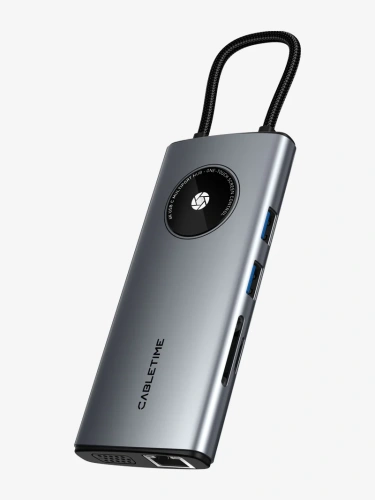 USB-Хаб (концентратор) CABLETIME CB91G (CT-HUBL2-AG) 10-в-1 Multi-адаптер USB-C, 4K, VGA, HDMI, Ethernet - Gray USB-Хаб (концентратор) CABLETIME CB91G (CT-HUBL2-AG) 10-в-1 Multi-адаптер USB-C, 4K, VGA, HDMI, Ethernet - Gray