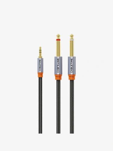 Стерео аудиокабель CABLETIME CF27E (CT-A35D6-AG0.5) 0,5 м, 3,5 мм - 2 6,35 мм - Black Braided Стерео аудиокабель CABLETIME CF27E (CT-A35D6-AG0.5) 0,5 м, 3,5 мм - 2 6,35 мм - Black Braided