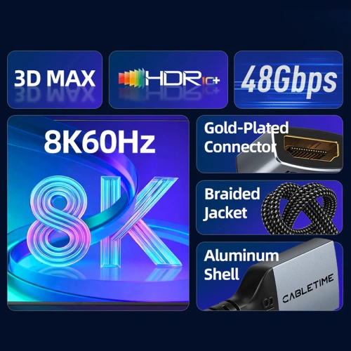 Удлинительный кабель CABLETIME CH18E (CT-HDFF8K-AG0.5) 0.5м HDMI 8K60Hz фото 2