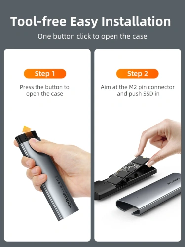 Внешний корпус USB-C CABLETIME CB32G (CT-SSD03-AG) USB 3.1 TYPE-C для NVME M.2 SSD PCIE CENGUE фото 7