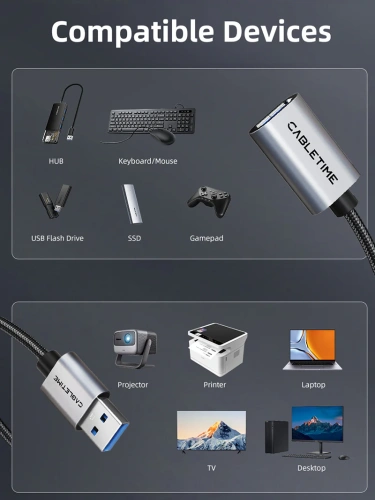 Удлинительный кабель USB A 3.0 CABLETIME CA17L (CT-AMAF1-AG2) фото 7 Удлинительный кабель USB A 3.0 CABLETIME CA17L (CT-AMAF1-AG2) фото 7