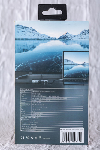 Переключатель CABLETIME CB00G (CT-PS41-GB1) 4-в-1, Mini DP / DP / HDMI / Type-C, 4K@60 Гц, 15 м, подсветка, космический серый фото 8