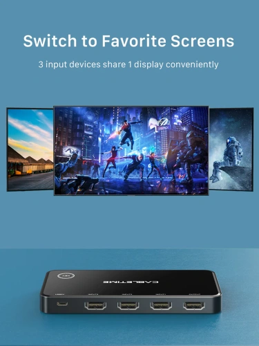 Переключатель CABLETIME CP31B (CT-HS4K3-PB) HDMI 3-в-1, 4K@30 Гц, черный фото 2