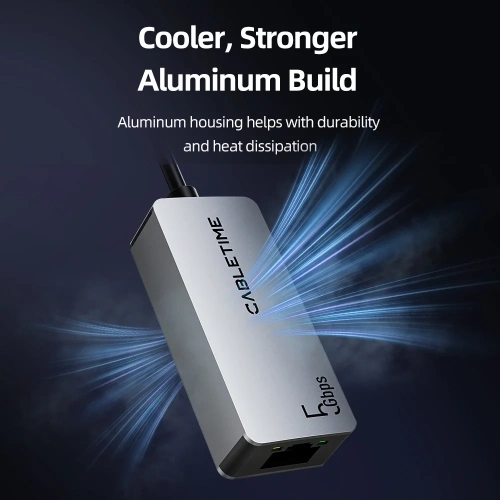 Адаптер CABLETIME CB58G CT-ACML5-AG USB A+C 3.0 — RJ45 5 Гбит/с - Space Grey фото 7