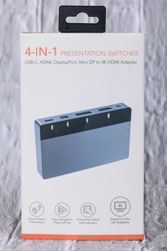 Переключатель CABLETIME CB00G (CT-PS41-GB1) 4-в-1, Mini DP / DP / HDMI / Type-C, 4K@60 Гц, 15 м, подсветка, космический серый фото 7