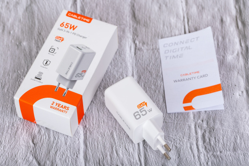Зарядное устройство CABLETIME GA65W (CT-GAN65A-PW) GaN PD3.0 2C1A 65 Вт, белый фото 7