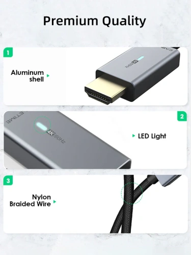 Кабель CABLETIME CD45K (CT-AV588-P03G4K60-SG1.8) TIME Mini DisplayPort - HDMI, Mini DP Male - HDMI Male, Ultra HD 4K/60 Гц, со светодиодом фото 4