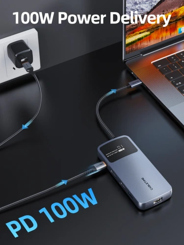 USB-концентратор CABLETIME CB80G (CT-HUBD1-AG) 10-в-1 USB-C HUB, 8K,  USB-C (Support Windows MST) SCREEN - Gray фото 11