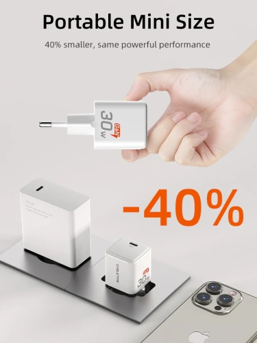 Зарядное устройство CABLETIME GA30W (CT-GAN30-PW) GaN PD3.0 30 Вт, белый фото 13 Зарядное устройство CABLETIME GA30W (CT-GAN30-PW) GaN PD3.0 30 Вт, белый фото 13