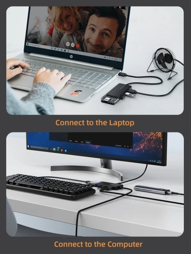 Концентратор  CABLETIME CB01B (CT-HUBT1-PB) 4 порта, 5Gbps, 0.15 м, с блоком питания, USB-хаб для ноутбука и ПК фото 7