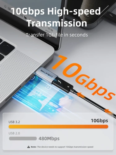 Адаптер CABLETIME CP80G (CT-AMCF10-AG) 10 Гбит/с USB3.2 A Male to USB -C Female OTG алюминий фото 3 Адаптер CABLETIME CP80G (CT-AMCF10-AG) 10 Гбит/с USB3.2 A Male to USB -C Female OTG алюминий фото 3