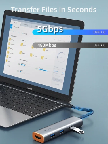 USB-Хаб CABLETIME CB22G (CT-HUBP5-AG) Slim 5-в-1 USB Type-C до HDMI Multiport Adapter с доставкой питания фото 5