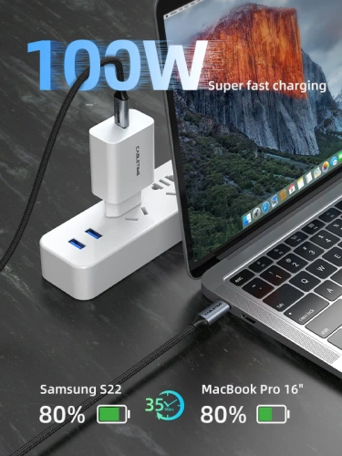 Кабель CABLETIME CU20N (CT-C160-PU31-CMCM2-AG3) 3м, USB 3.2 Gen 2 Type C — USB Type C, 20 Гбит/с, 100W, 5A/20V фото 2