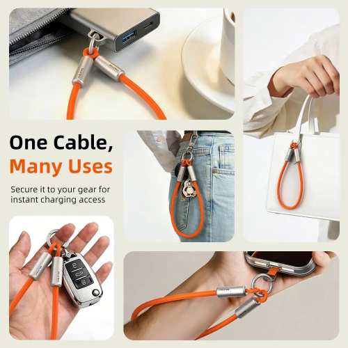 Ремешок на запястье с кабелем CABLETIME CU46G (CT-CL60-ASG) 0.3м USB-C PD60W оранжевый фото 7