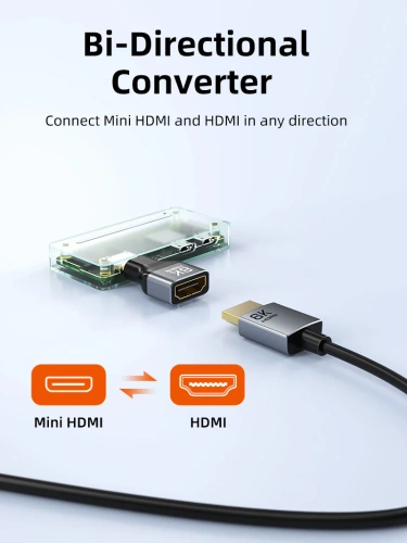 Адаптер CABLETIME CP45G (CT-CHF8K-AG) 8K Mini HDMI/HDMI «папа-мама» - алюминий + корпус из ПВХ фото 5