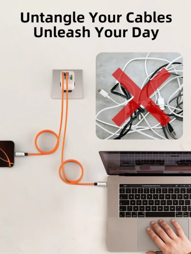 Магнитный кабель USB-C CABLETIME CU06L (CT-CM240-MZO2) оранжевый, быстрого заряда 2 м для iPhone 16 15 Pro Plus Max фото 12