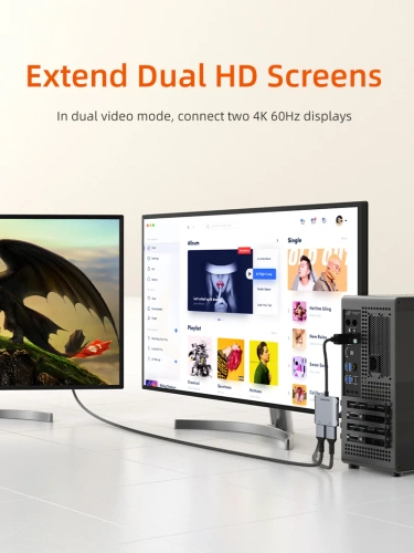 Адаптер CABLETIME CB74G (CT-DM2H8K-AG) DP-Dual HDMI 8K, поддержка SMT фото 4