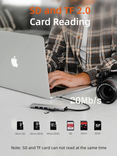 USB концентратор CABLETIME HB02G (CT-HBP2-AG7) ECO 7-в-1, 4K@30Hz, 5Gbps, USB-C HUB - Gray фото 8 USB концентратор CABLETIME HB02G (CT-HBP2-AG7) ECO 7-в-1, 4K@30Hz, 5Gbps, USB-C HUB - Gray фото 8