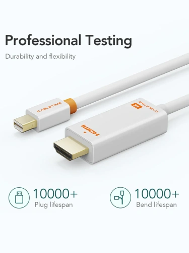 Кабель CABLETIME CD43N (CT-AV588-03G(4K)-W3) Mini DisplayPort - HDMI, Mini DP Male - HDMI Male, Ultra HD 4K/30 Гц (3840*2160p), белый фото 6