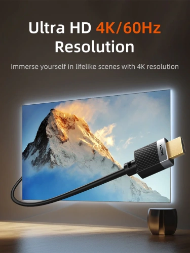 Кабель CABLETIME CH24U (CT-HD4K-AG20) HDMI2.0 AM/AM, 4k/60 Гц, позолоченный, черная ПВХ-оболочка фото 2