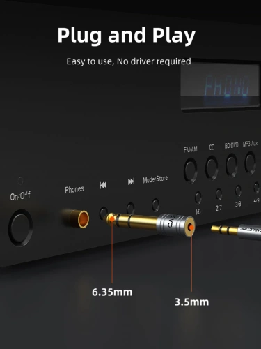 Аудиоадаптер CABLETIME CPA3G (CT-6M3F-AG) 6,3 мм на 3,5 мм фото 8 Аудиоадаптер CABLETIME CPA3G (CT-6M3F-AG) 6,3 мм на 3,5 мм фото 8