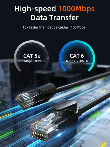 Патч-корд CABLETIME CN60P (CT-CAT6U-PB5) 5 м, UTP гигабитного Ethernet CAT6, черный фото 2