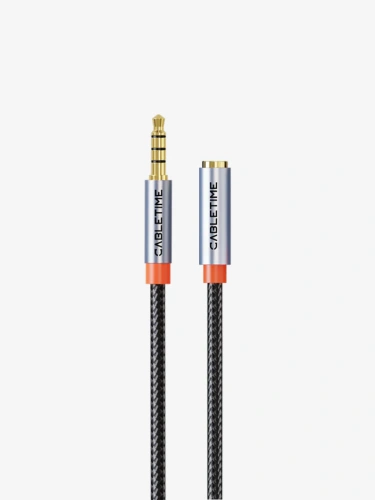 Удлинительный аудиокабель CABLETIME CF19J (CT-AE35M-AG1.5) 1,5 м, стерео 3,5 мм - Black Braided