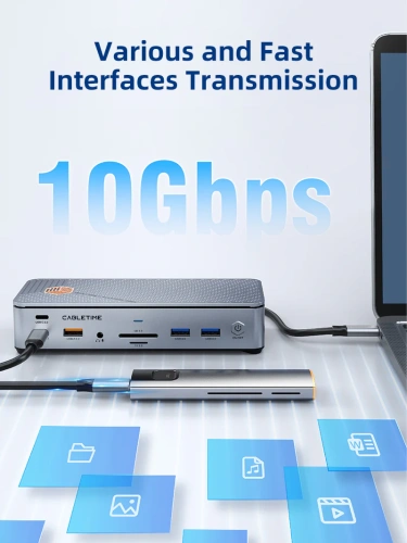 Многопортовая док-станция CABLETIME CB14G (CT-DK142-AG) с 3 монитора 2 порта HDMI DisplayPort 8K USB 3.0 Ethernet фото 15