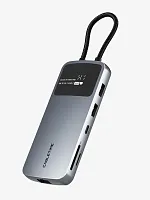 Док-станция USB-C CABLETIME CB83G (CT-HUBD4-AG) с 2×HDMI 4K30 Гц, 2×USB-A 3.0 5 Гбит/с, 1×USB-C 3.0 5 Гбит/с, 1×USB-A 2.0, 1×SD/TF 2.0, 1×USB-C PD 100 Вт, 1×LAN 1000 Мбит/с