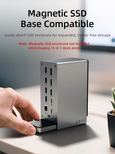 Многопортовая док-станция CABLETIME CB18D (CT-DK181-AG) 18-В-1 8K USB-C с поддержкой macOS MST на Chipset DL6950 (поддерживает 3 экрана) фото 5